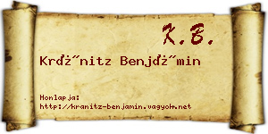 Kránitz Benjámin névjegykártya