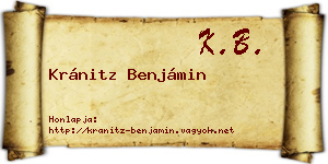 Kránitz Benjámin névjegykártya